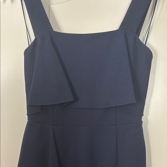 Blue Asymmetrical Sheath Dress with Square Neck - Picture 2 of 5